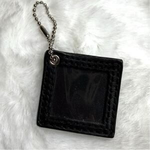 y2k COACH Vintage Black Leather Photo Picture Frame Fob Bag Charm